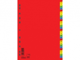 przekadki do segregatora A4 PP numeryczne Donau 1-31, kolorowe