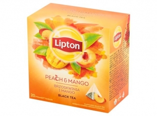 herbata czarna Lipton brzoskwinia i mango, 20 piramidek