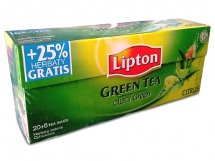 herbata zielona Lipton Clear Green Citrus 25 torebek