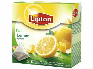 herbata czarna Lipton Lemon stożkowa, piramidki, 20 torebek