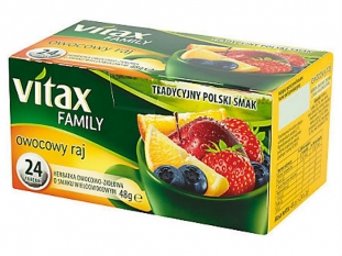 herbata owocowo - ziołowa Vitax Family owocowy raj, 24 torebki