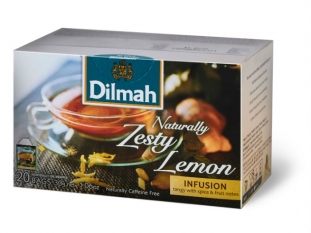 herbata owocowo - ziołowa, napar Dilmah Naturally Zesty Lemon, mieszanka smaków, kopertowana, 25 kopert