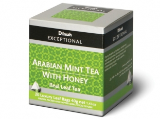 herbata czarna Dilmah Arabian Mint Tea with Honey Exceptional, stożkowa, piramidki, 20 torebek