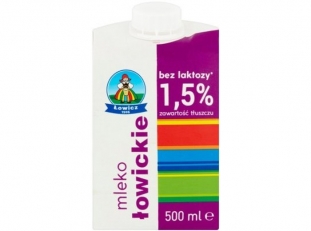 mleko bez laktozy 1,5% 500 ml Łowicz UHT 12 szt./zgrz. 