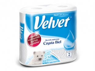 ręczniki papierowe w roli Velvet Czysta Biel 40 rolek/worek