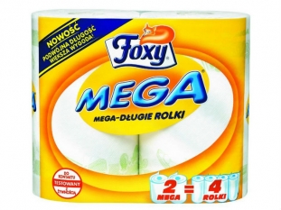 ręczniki papierowe w roli Foxy Mega, 2-warstwowe, 18 rol./worek