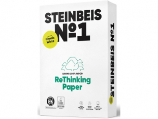 papier do drukarek i kopiarek A4 80g Steinbeis kserograficzny Classic White, ekologiczny, recyklingowy, ISO 14001, TUV, Der Blauer Engel
