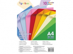 papier do drukarek i kopiarek kolorowy A4 80g Gimboo mix 10 kolorw, 100 ark./op.