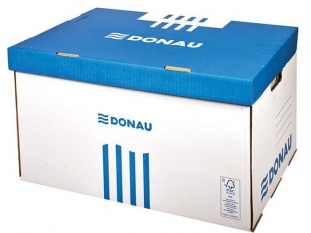 pudło archiwizacyjne Donau otwierany z góry, karton o wym. 560x370x315 mm niebieski