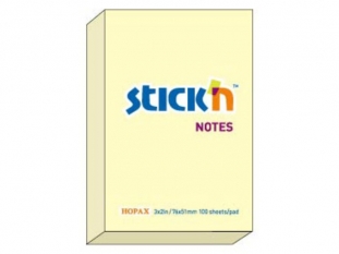 karteczki samoprzylepne Stick'n 50x76 mm, pastelowy żółty, 100 kartek