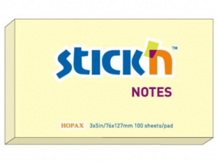karteczki samoprzylepne Stick'n 127x76 mm, pastelowy żółty, 100 kartek