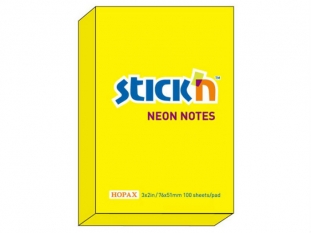 karteczki samoprzylepne Stick'n 76x51 mm, neonowy ty, 100 kartek