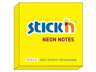 karteczki samoprzylepne Stick'n 76x76 mm, neonowe, 100 kartek