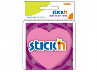 karteczki samoprzylepne Stick'n kształt serce, 76x76 mm, różowe, 50 kartek