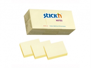 karteczki samoprzylepne Stick'n 38x51 mm, pastelowe żółte, 12x100 kartek