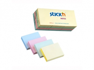 karteczki samoprzylepne Stick'n 38x51 mm, mix 4 kolorów pastelowych, 12x100 kartek