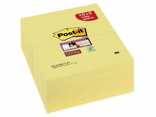 karteczki samoprzylepne 3M Post-it 655 127x76 mm, Super Sticky, żółte 6x100 kartek