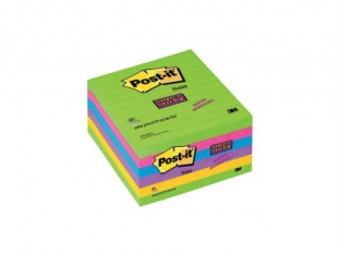 karteczki samoprzylepne 3M Post-it 675-6SSUC 100x100 mm, Super Sticky w linie, 6 kolorów, 6x90 kartek