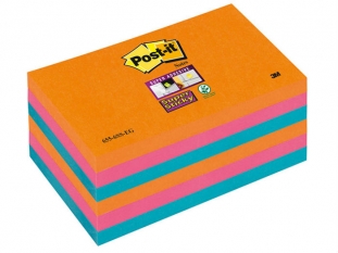 karteczki samoprzylepne 3M Post-it 655-6SS-EG 127x76 mm, Super Sticky 6x90 kartek, kolory promienne