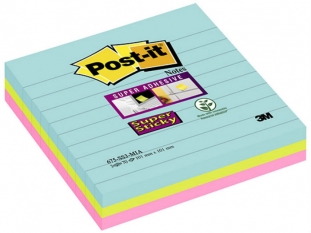 karteczki samoprzylepne 3M Post-it 675-SS3-MIA 101x101 mm, Super Sticky, paleta Miami w linie, 3x70 kartek