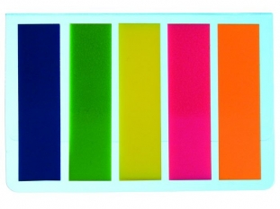 zakadki indeksujce samoprzylepne D.rect foliowe -PET, 45x12 mm, 009354, 5 kolorw neonowych, 5x25 szt.