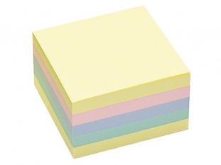 karteczki samoprzylepne D.rect 76x76 mm, kostka mix 5 kolorw pastelowych, 400 kartek , 009327 