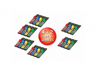 zakadki indeksujce samoprzylepne 3M Post-it 683-4 mix kolorw, 12x43 mm 4x35 kartek + 2 zakadki GRATIS