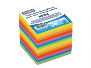 karteczki kolorowe kostka nieklejona Donau 90x90x90 mm, mix kolorw neonowych 