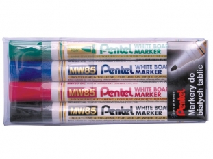 marker do tablic suchocieralnych whiteboard Pentel MW85, okrg kocwka, gr.linii 1,9 mm, 4 szt./kpl.