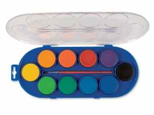 farby akwarelowe 10 kolorw wodne Primo CMP Morocolor Jumbo, w pastylkach o r.44 mm, zestaw + pdzelek w pudeku plastikowym
