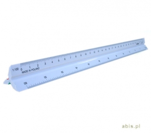 linijka skalwka 30 cm plastikowa Leniar trjktna NR3, skale 1:100/ 200/ 250/ 300/ 400/ 500