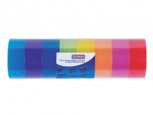 tama klejca biurowa kolorowa transparentna Donau 18 mm x18m, mix kolorw, 8 szt./op.