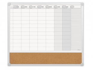 tablica planer magnetyczna suchocieralna lakierowana - kalendarz tygodniowy 2x3 ECO 60x50 cm, rama aluminiowa