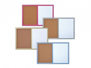 tablica czona suchocieralna, whiteboard / korkowa 60x40 cm Bi-Office Combo, melaminowana, kolorowe ramy