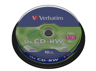 pyty CD-RW Verbatim 700MB 8-12x cake 10 szt.