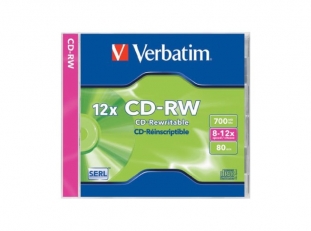 pyty CD-RW Verbatim 700MB Slim Color, 12x, 1 szt.