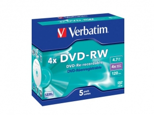 pyty DVD-RW Verbatim 4,7GB 4x jewel case box, 1 szt.