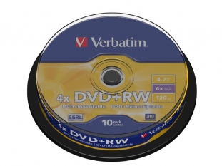 pyty DVD+RW Verbatim 4,7GB cake 10 szt.