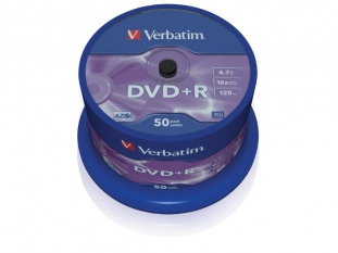 pyty DVD+R Verbatim 4,7GB x16 cake 50 szt.