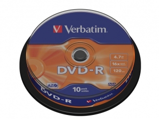 pyty DVD-R Verbatim 4,7GB x16 cake 10 szt.