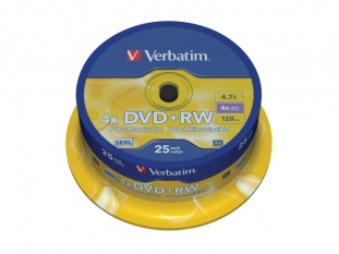 pyty DVD+RW Verbatim 4,7GB cake 25 szt.