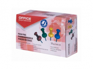 pinezki do tablic korkowych, kolorowe beczuki Office Products mix kolorw, 50 szt./opak.