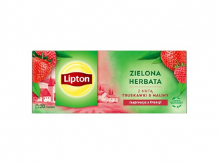 herbata zielona Lipton z nut truskawki i maliny, 20 torebek