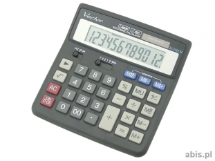 kalkulator biurowy Vector DK-209DM BLK, 12 miejscowy wyświetlacz