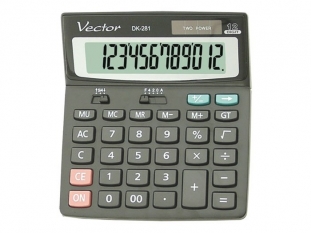 kalkulator biurowy Vector DK-281 BLK, 12 miejscowy wyświetlacz