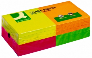 karteczki samoprzylepne Q-Connect Rainbow 76x76 mm, 4x3x80 kartek, mix kolorw neonowych
