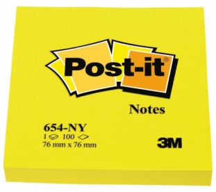 karteczki samoprzylepne 3M Post-it 654NY 76x76 mm, 100 kartek, jaskrawe te