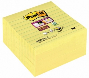 karteczki samoprzylepne 3M Post-it Super Sticky Z-Notes XL R440-SSCY w linię 101x101 mm, 3x70 kartek, żółte