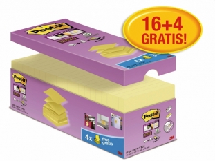 karteczki samoprzylepne 3M Post-it Super Sticky Z-Notes R330-SSCY-VP20 76x76 mm, 16x90 kartek, żółte