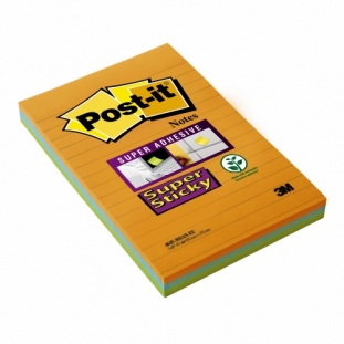 karteczki samoprzylepne Post-it Super Sticky XXL w linię 4645-3SSAN 101x152 mm, 3x45 kartek, paleta bankok